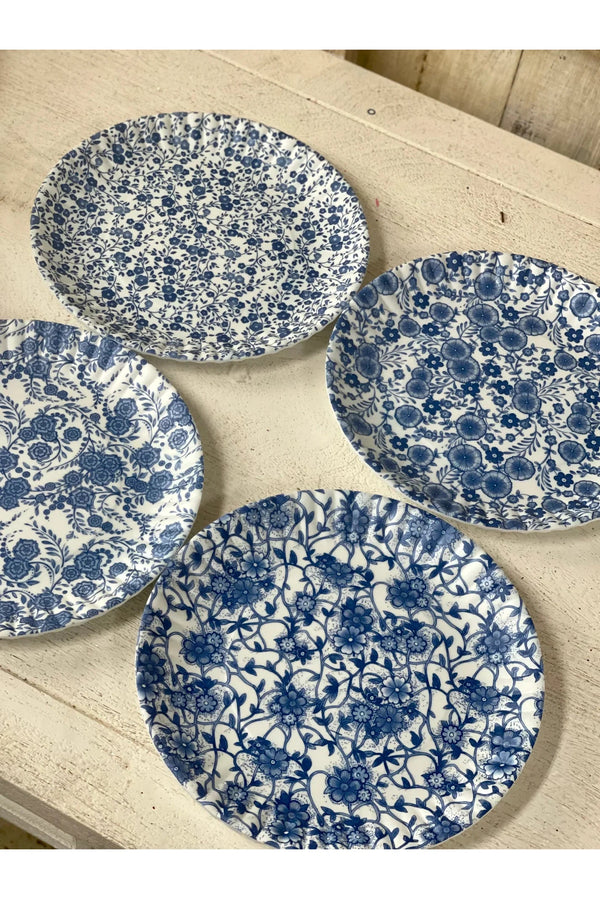 Blue & White Floral "Paper" Plate