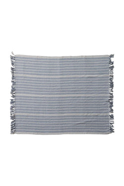Cyprus Blue Stripe Fringe Throw