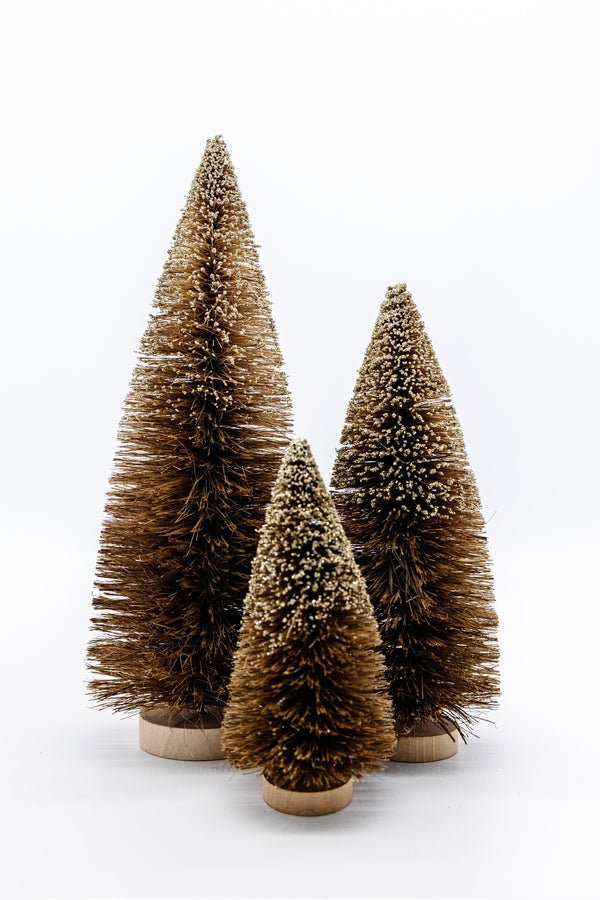 Natural Brown Bottle Brush Tree with Glitter