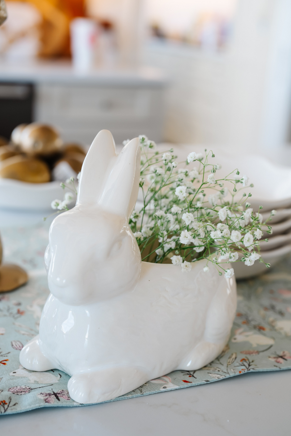 White Bunny Planter