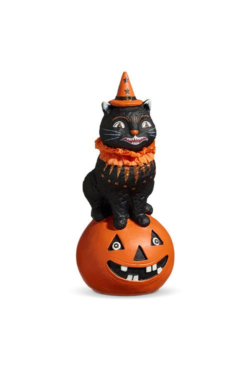 Cat On Pumpkin Figure