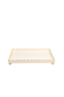 Cream Scallop Footed Tray