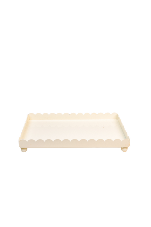 Cream Scallop Footed Tray