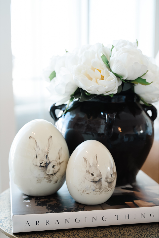 Bunnies in Grass Egg Decor