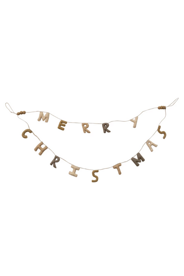 Wool Merry Christmas Banner