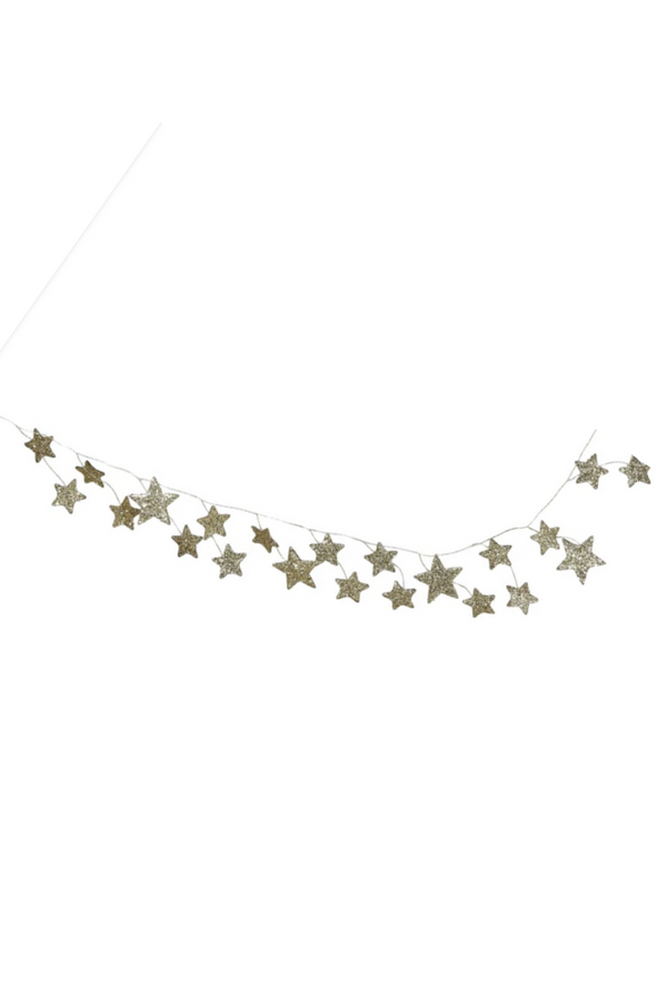 Gold Glitter Paper Star Garland