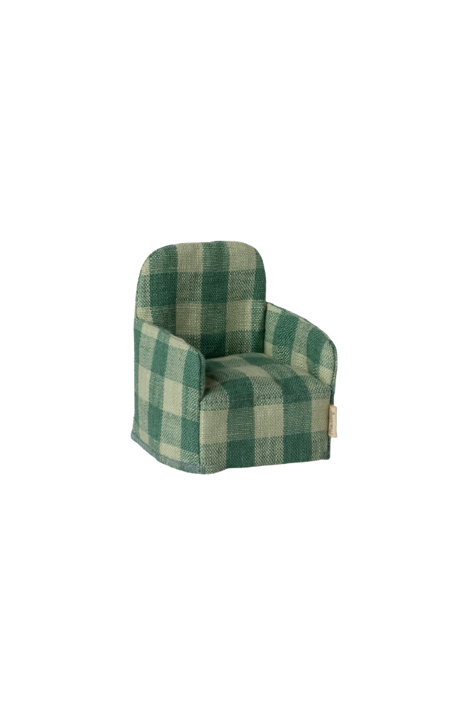 Maileg Folding Mouse Chair - Green Check