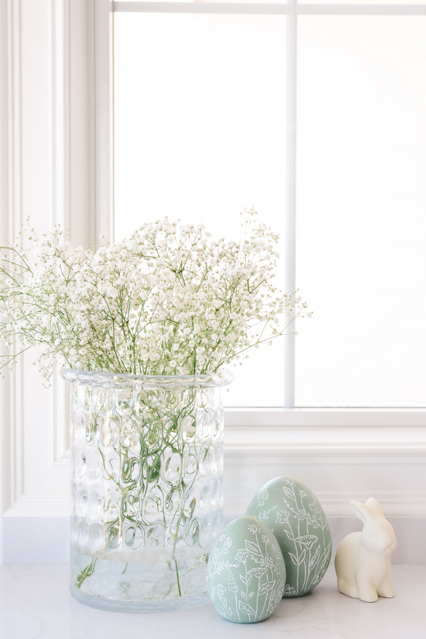 Green Painted Floral Egg