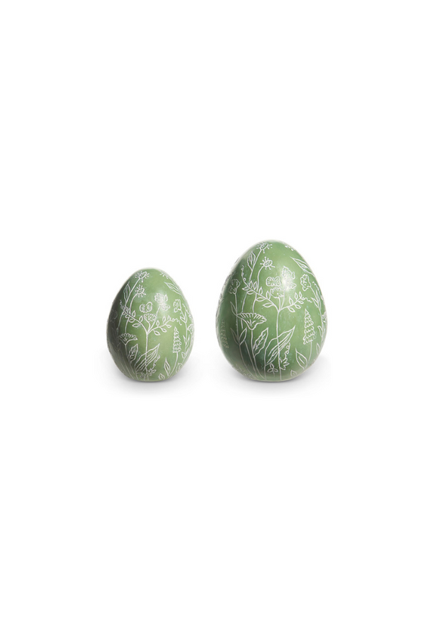 Green Painted Floral Egg