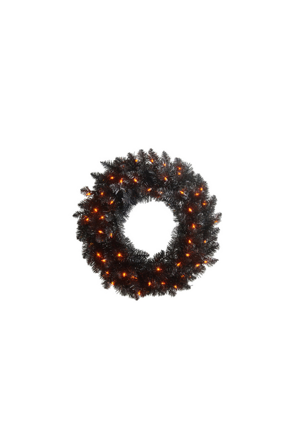Black Tinsel Wreath with Lights