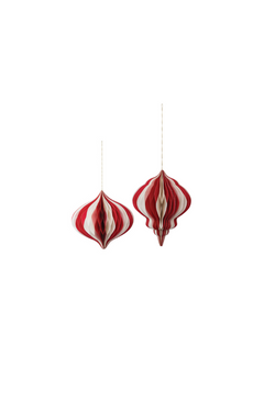 12" Red, Cream & Glitter Honeycomb Ornament
