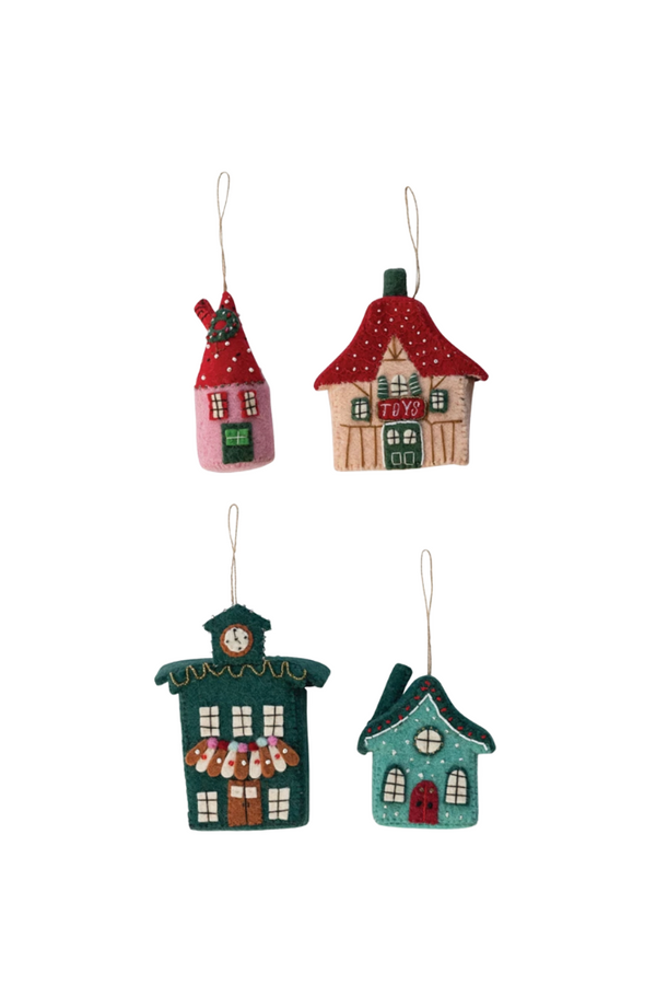 Wool North Pole Village Ornaments