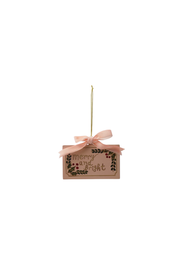 Velvet Bow Wood Ornament