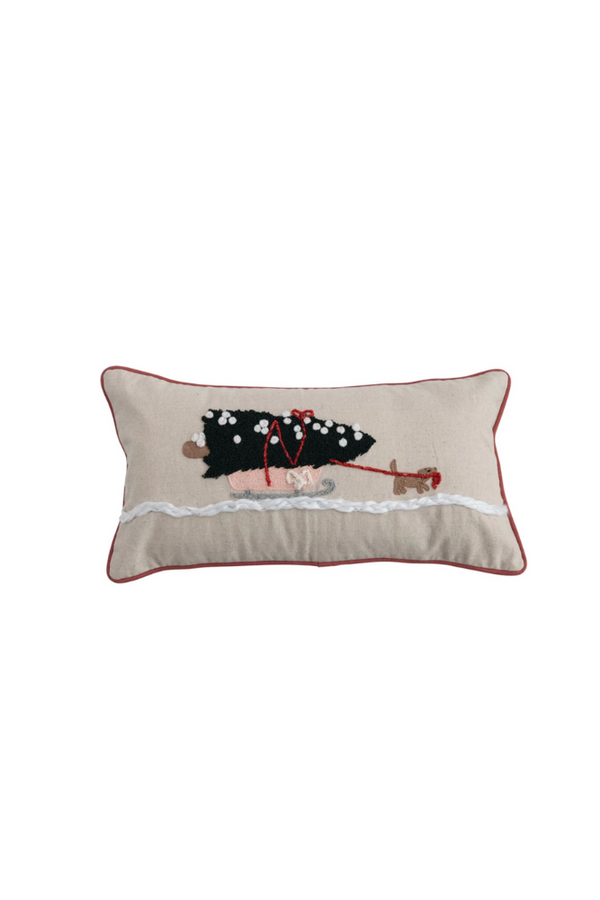 Puppy & Sleigh Pillow