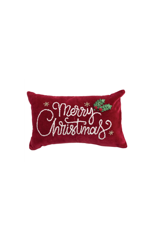 Embroidery "Merry Christmas" Pillow