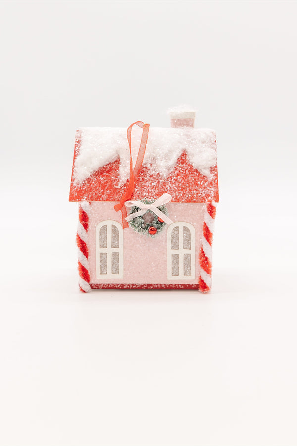 Pink Paper Holiday House Ornament