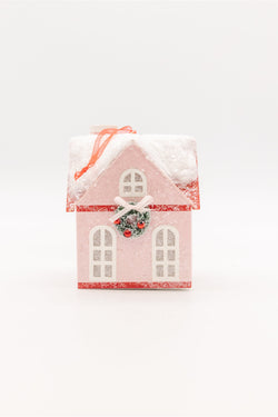 Pink Paper Holiday House Ornament