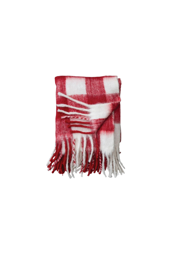 Red & White Plaid Throw