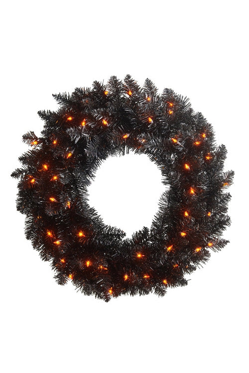 Black Tinsel Wreath with Lights