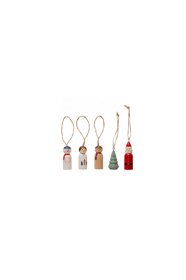 Wood Ornament Set of 5