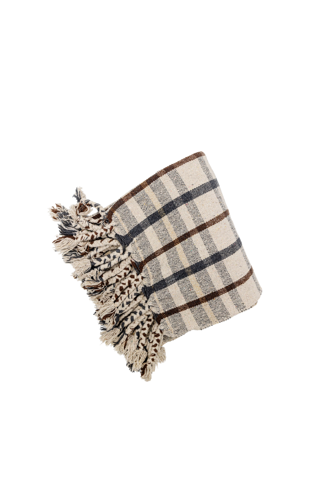 Fall Plaid Throw With Tassels