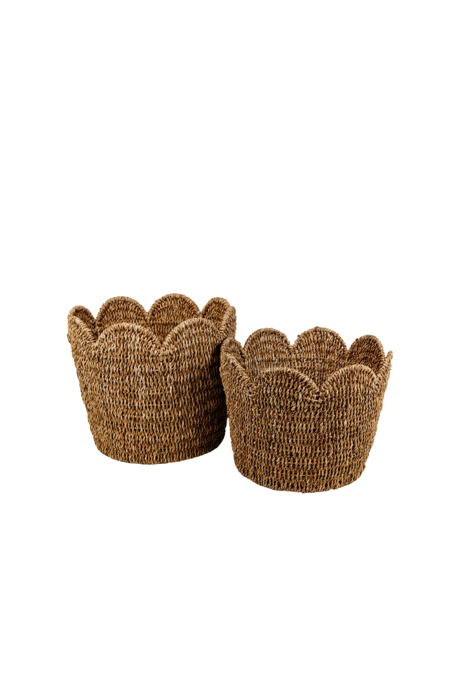 Scalloped Rattan Basket