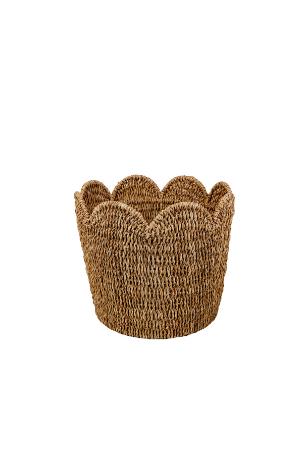 Scalloped Rattan Basket