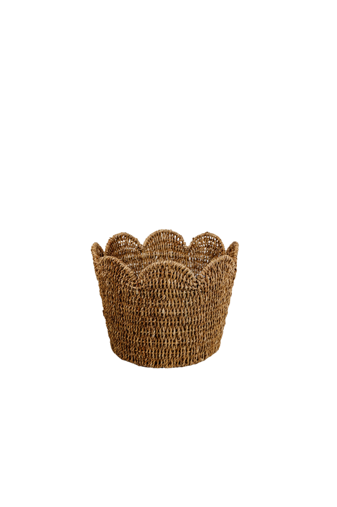 Scalloped Rattan Basket