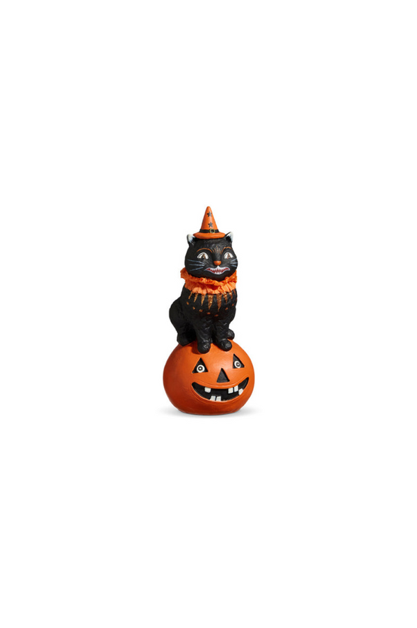 Cat On Pumpkin Figure