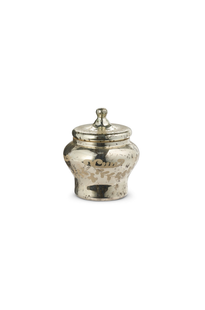 Etched Silver Glass Lidded Jar - IN STORE ONLY