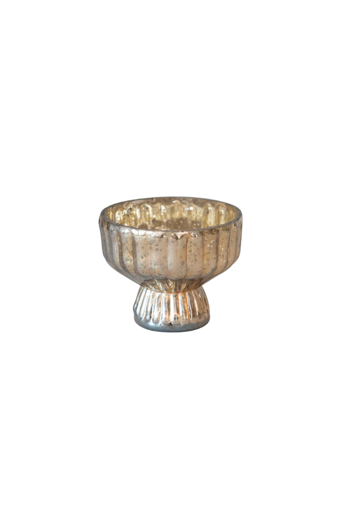 Pleated Mercury Glass Candle Holder