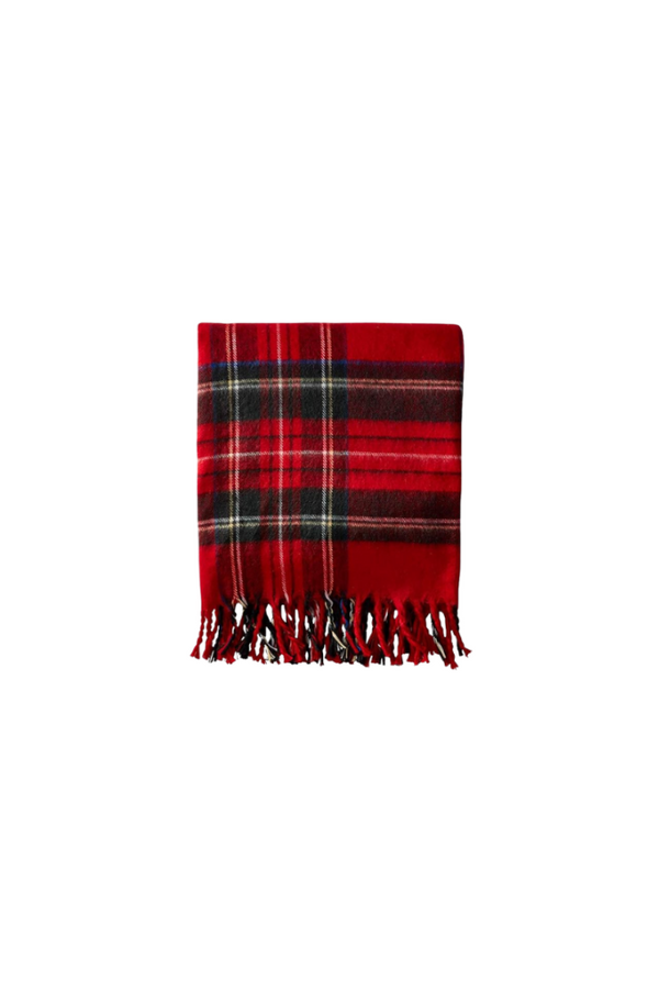 Red Tartan Throw with Fringe