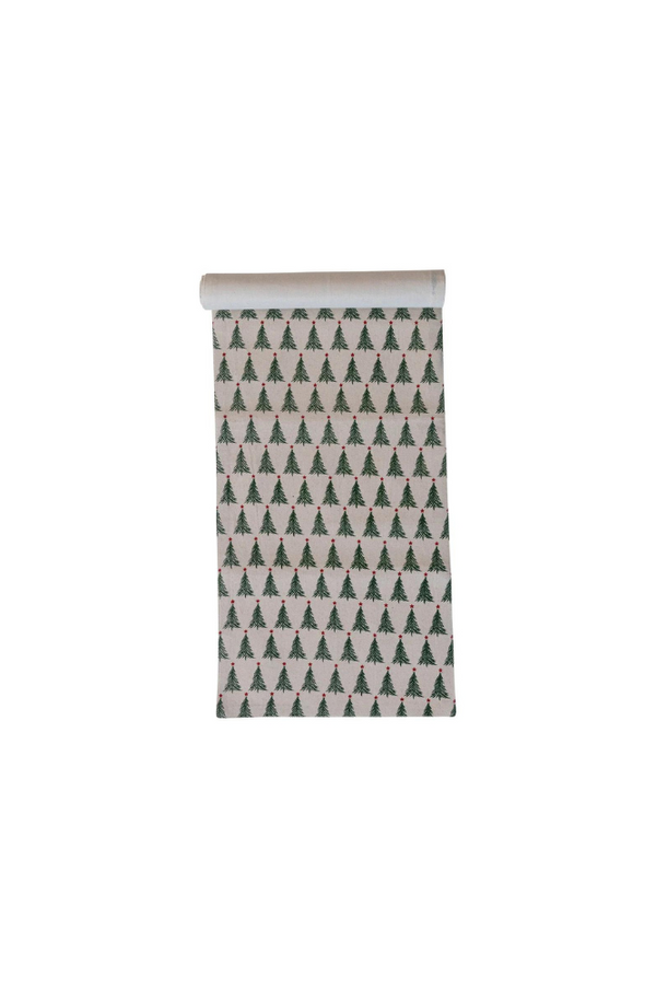 Christmas Tree Block Print Table Runner