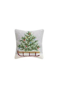 Sled with Christmas Tree Hook Pillow