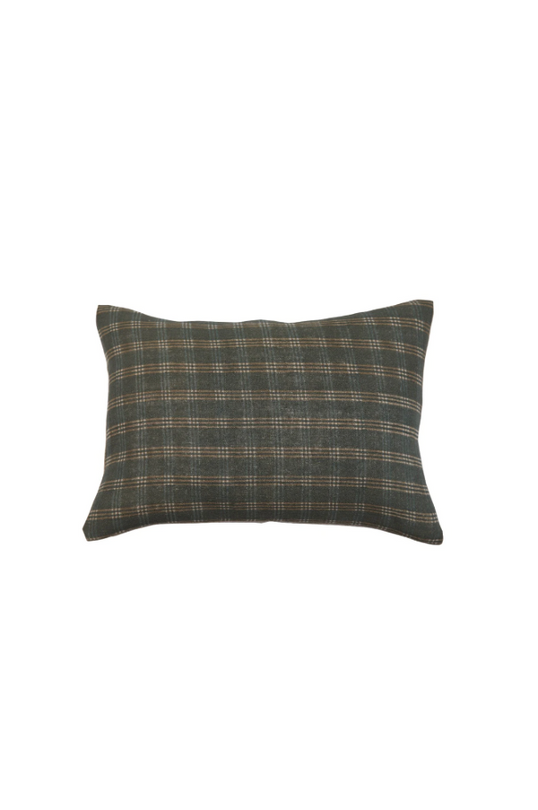 Gingham Sand Lumbar Linen Pillow