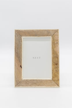 Ribbed Mango Wood Frame with Bone Border