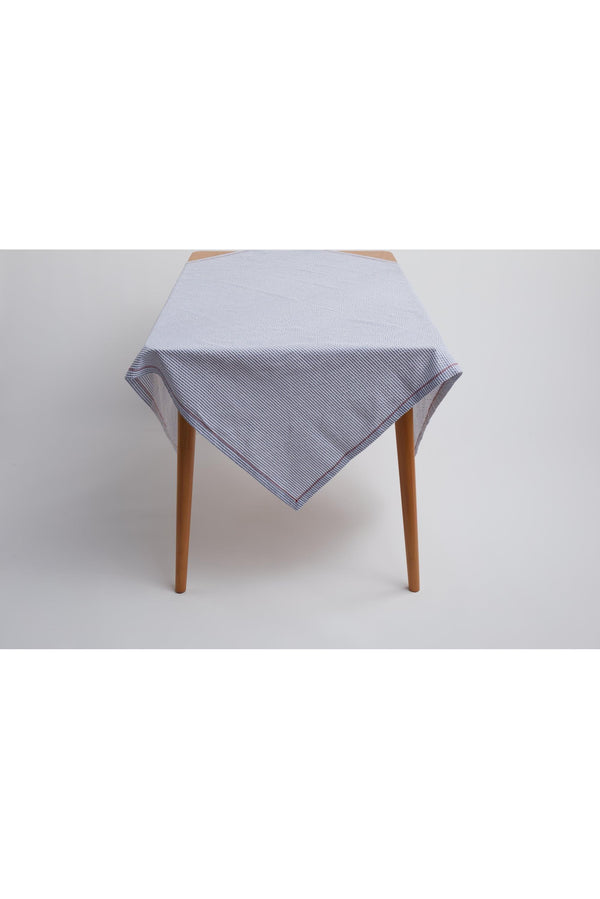 Blue and Red Seersucker Table Scarf