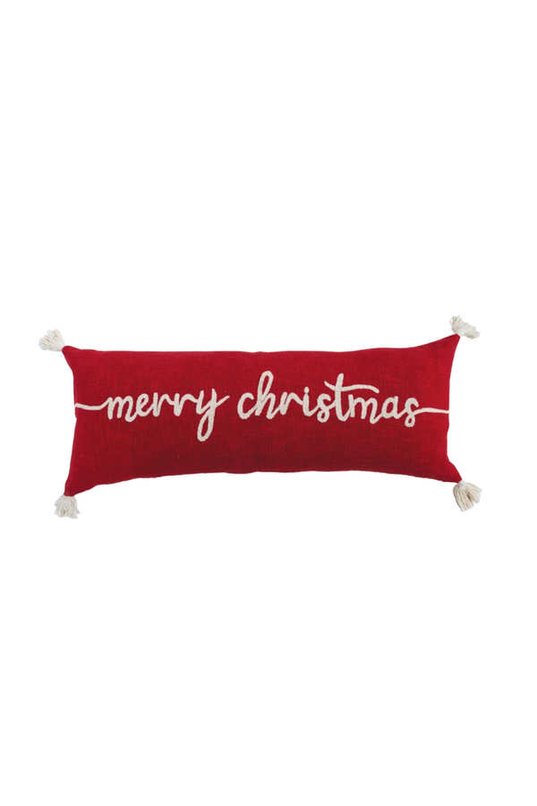Tassles Merry Christmas Lumbar Pillow