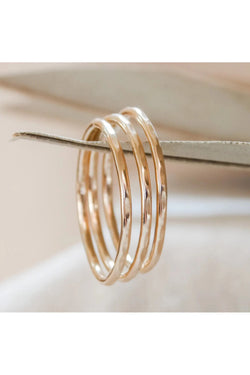 Barberry & Lace Thin Hammered Stacking Rings