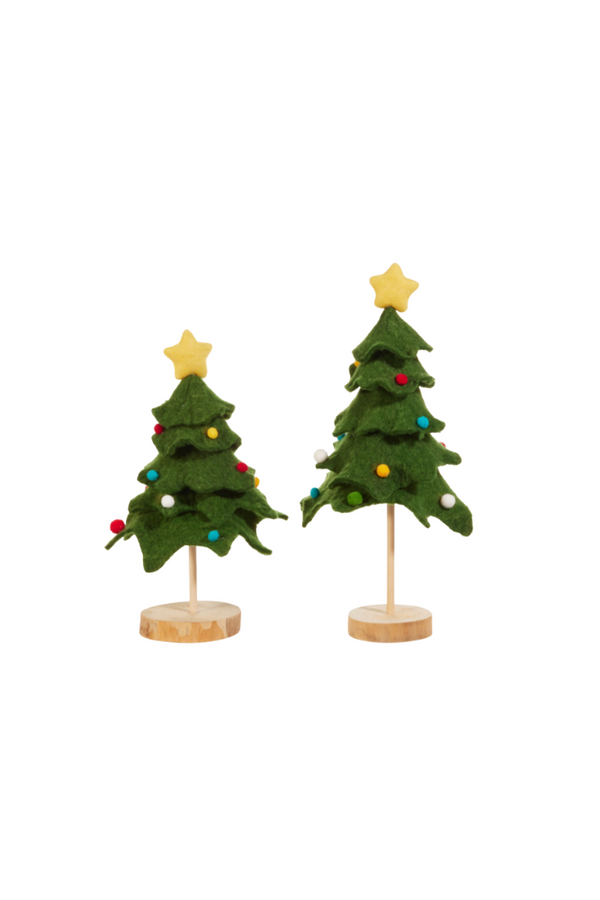 Felt Christmas Trees on Wood Base