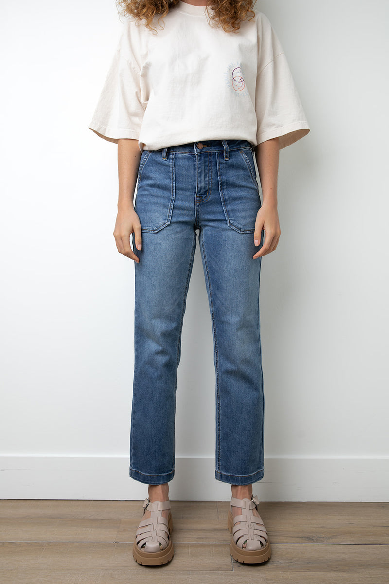 Heather Relaxed Straight Utility Jeans