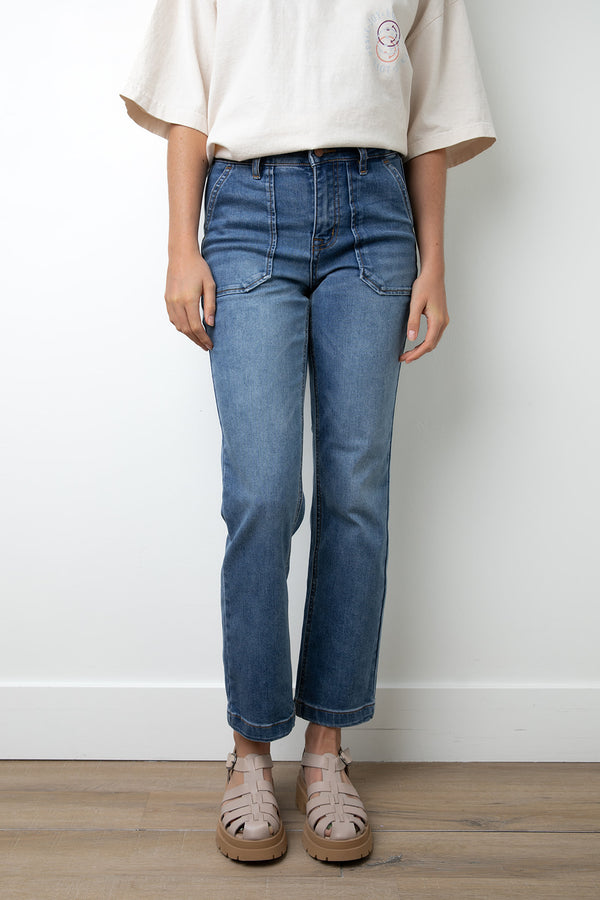 Heather Relaxed Straight Utility Jeans