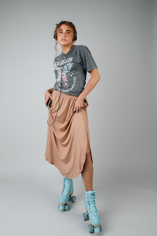 Juno Midi Tan Skirt-FINAL SALE