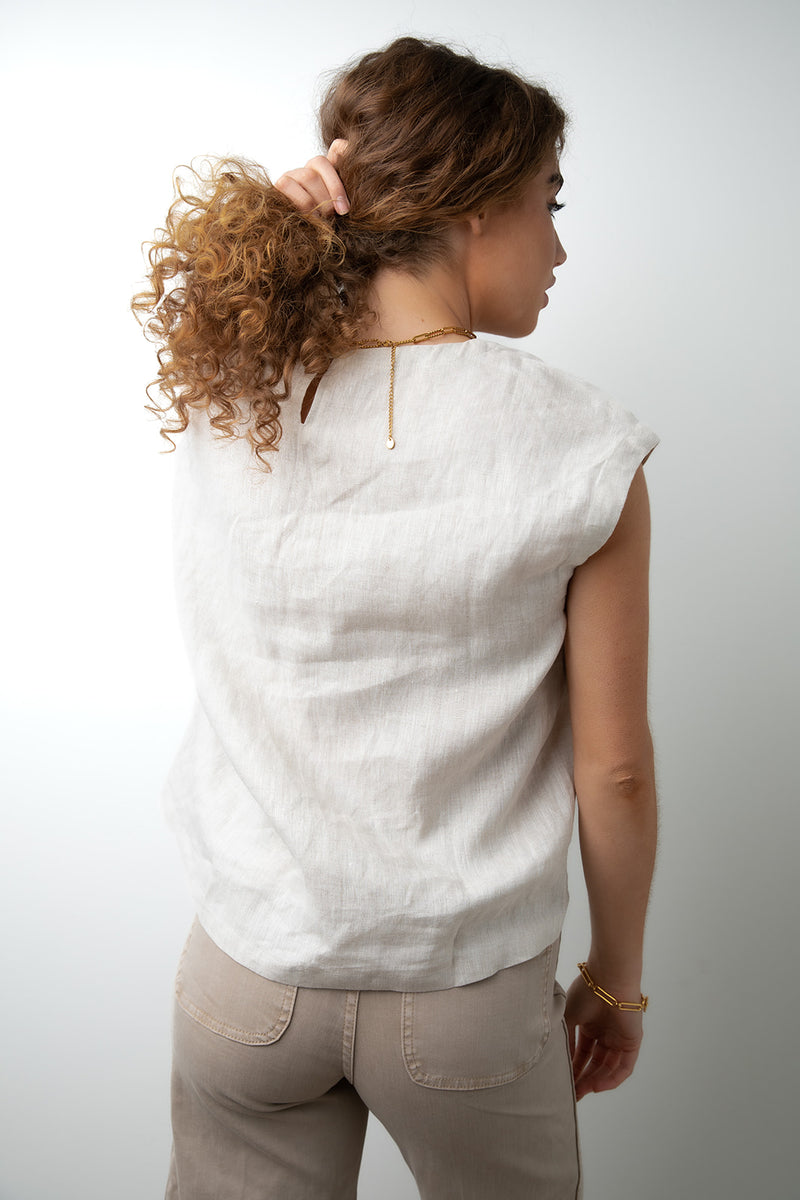Hooked on You Linen Top FINAL SALE