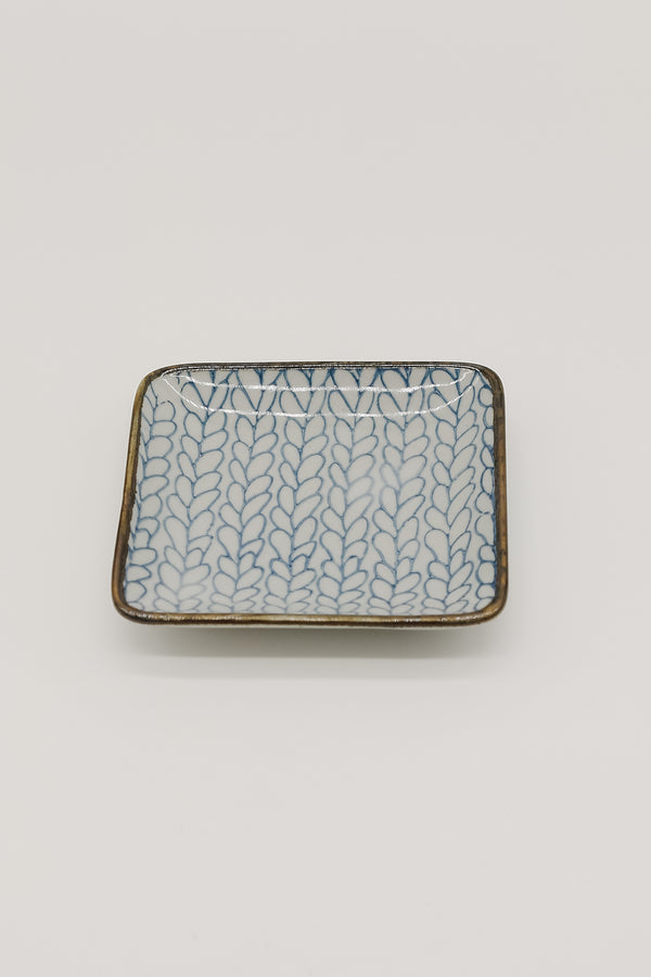 Hand-Painted Blue Square Plate