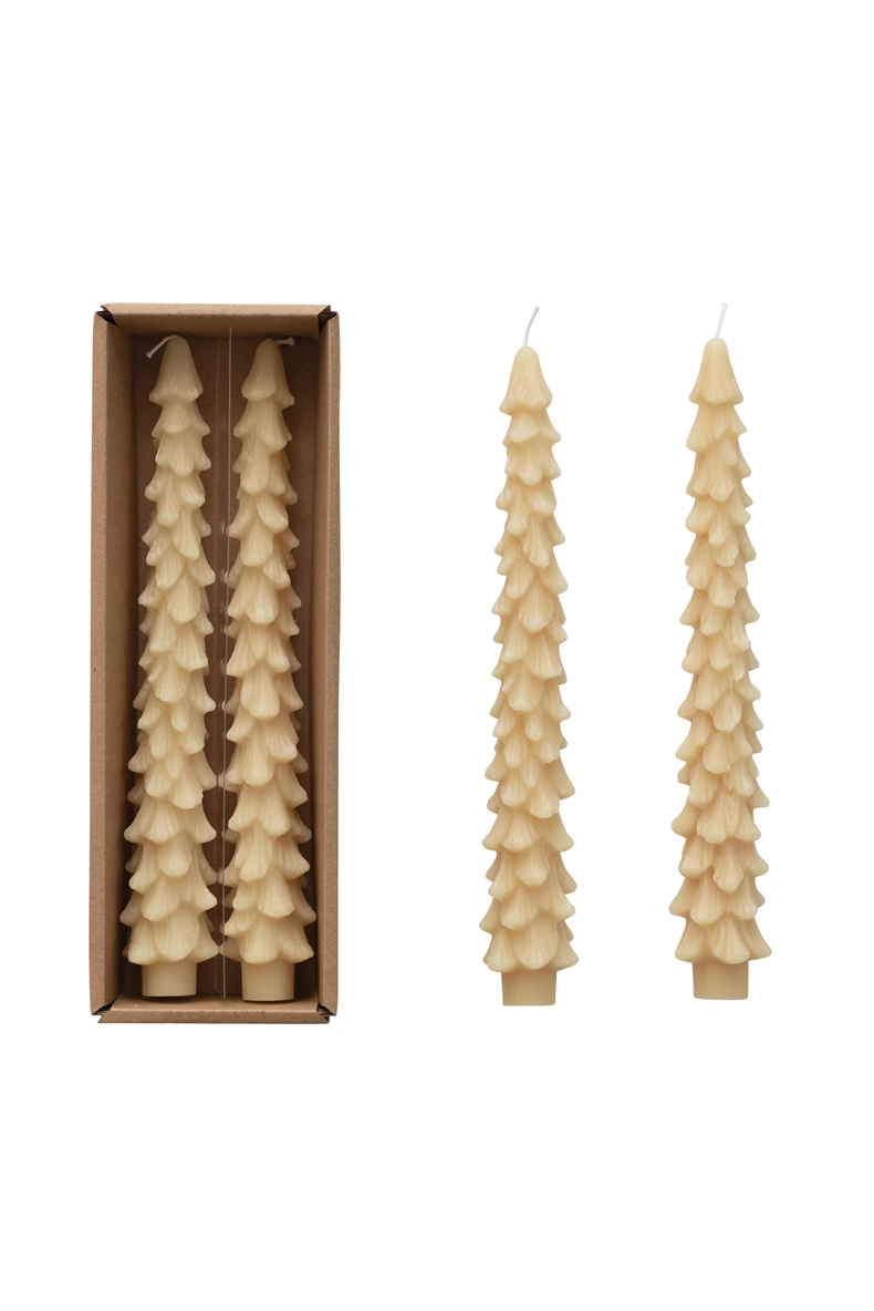 Christmas Tree Taper Candles - Set of 2