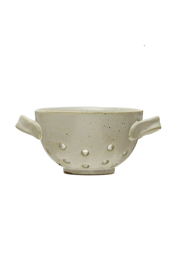 White Glazed Berry Bowl with Handles